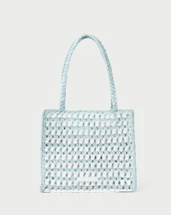 Best Missy Blue/Cream Crochet Tote Totes
