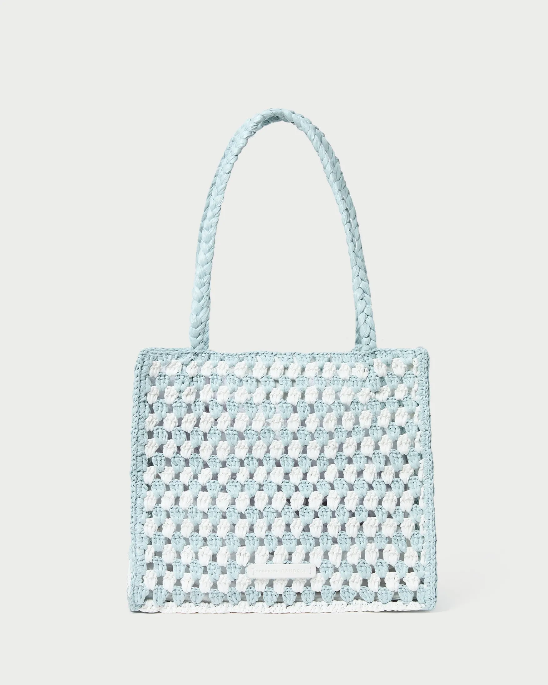 Best Missy Blue/Cream Crochet Tote Totes