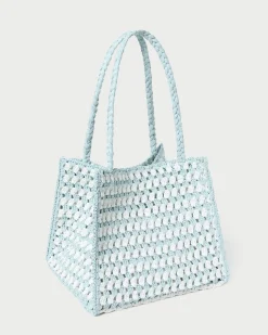 Best Missy Blue/Cream Crochet Tote Totes