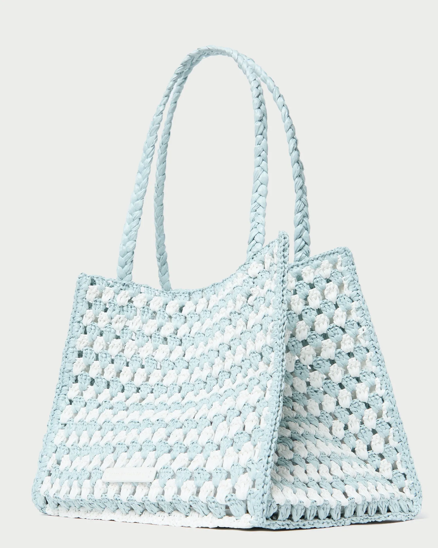 Best Missy Blue/Cream Crochet Tote Totes