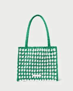 Best Missy Blue/Cream Crochet Tote Totes