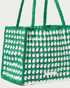 Best Missy Blue/Cream Crochet Tote Totes