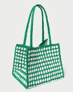 Best Missy Blue/Cream Crochet Tote Totes