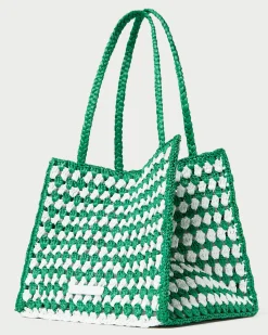 Best Missy Blue/Cream Crochet Tote Totes