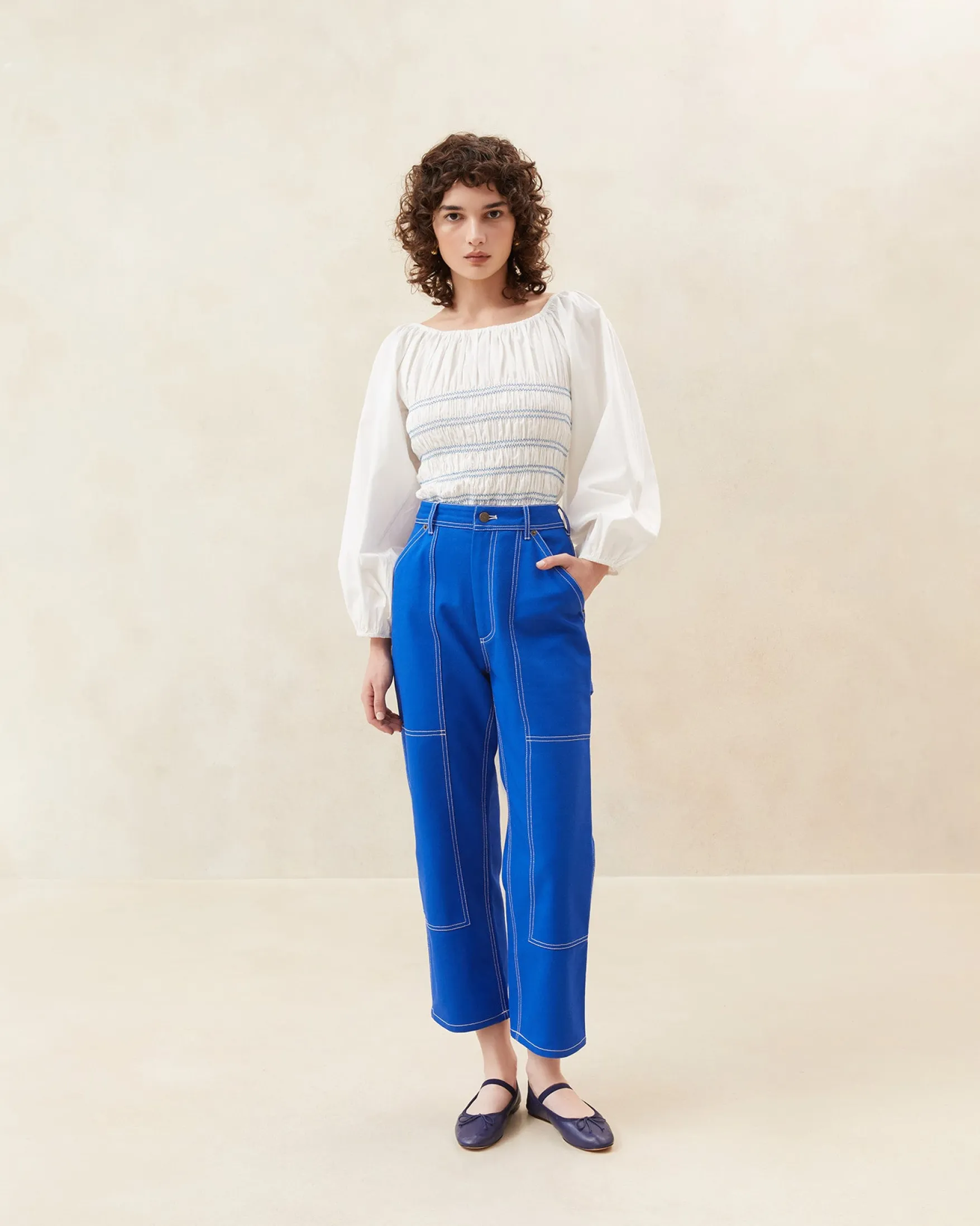 Discount Molly Blue Denim Carpenter Pant Bottoms
