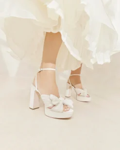 Clearance Natalia Blue Floral Bow Heel SOMETHING BLUE|FOR THE BRIDE