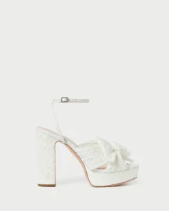 Best Natalia White Lace Bow Heel SOMETHING BLUE