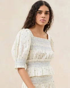 Best Nicola Cream Floral Cinched Blouse Jessie Loves|Matching Sets