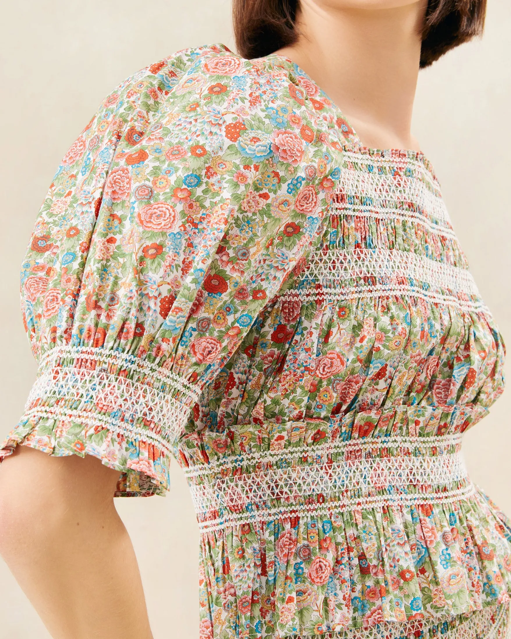 Best Nicola Cream Floral Cinched Blouse Jessie Loves|Matching Sets