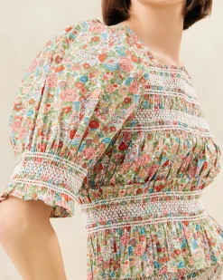 Outlet Nicola Red Floral Cinched Blouse FOR THE GUESTS|Casual Staples