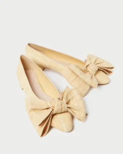 Online Noa Natural Raffia Bow Flat Casual Staples|Vacation Shop