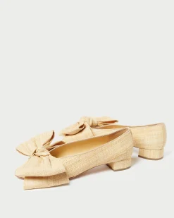 Online Noa Natural Raffia Bow Flat Casual Staples|Vacation Shop