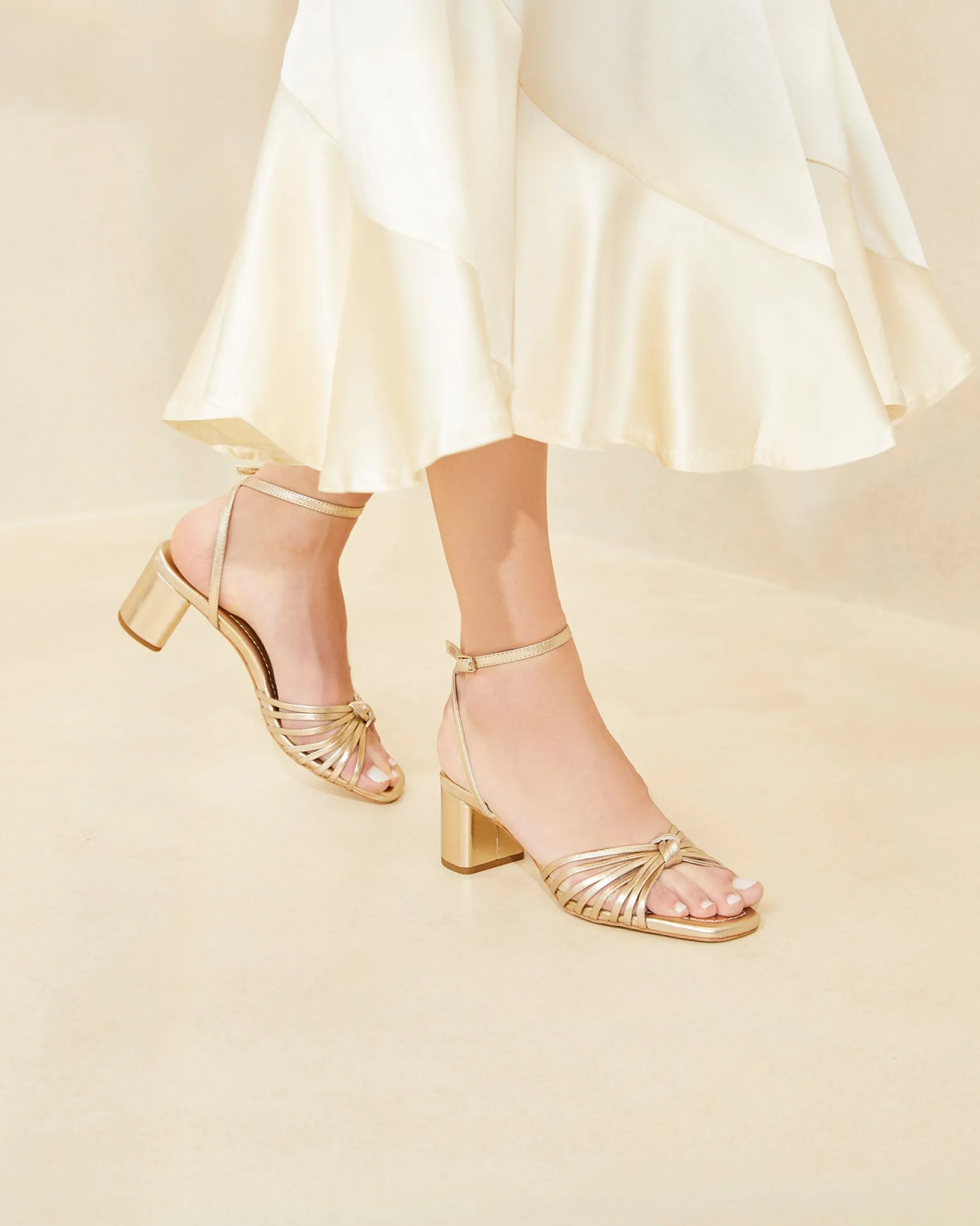 Hot Olivia Knot Mid-Heel Sandal FOR THE BRIDE|Event Essentials