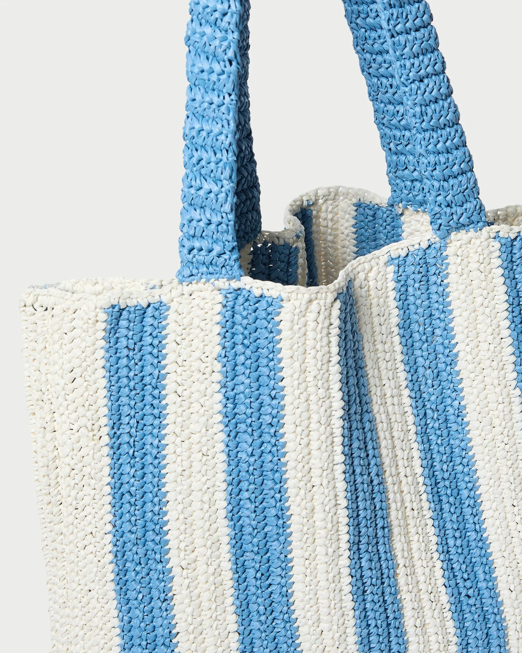 Best Orion Blue/White Raffia Tote Casual Staples|Totes