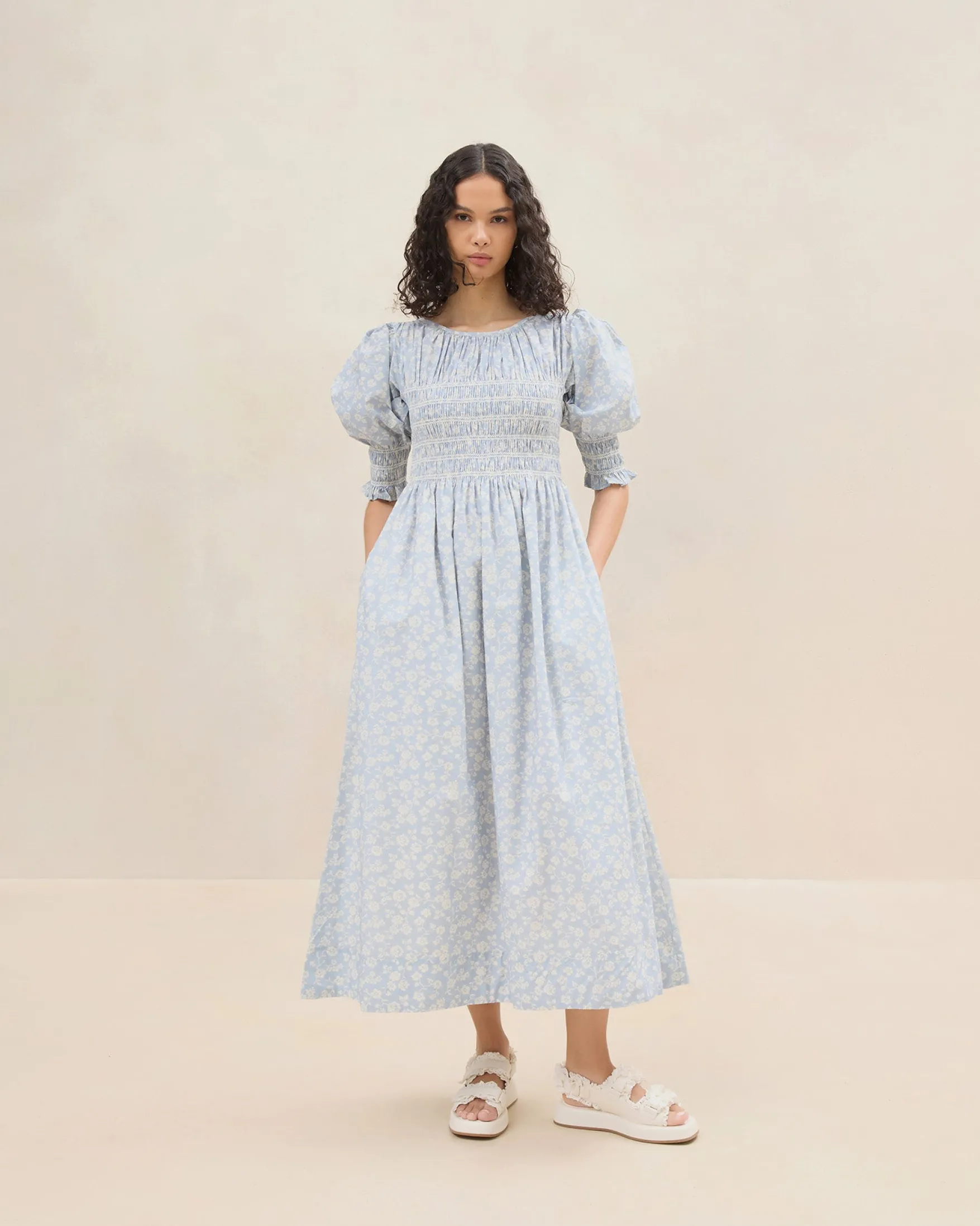 Best Quinn Blue Floral Cinched Dress Dresses
