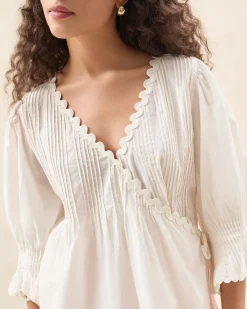 New Sasha White Wrap Blouse Tops