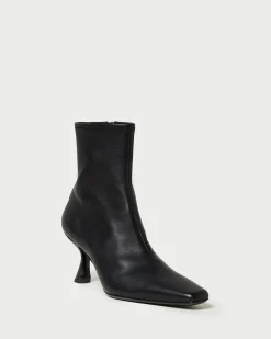 Thandy Black Curved Heel Bootie Boots
