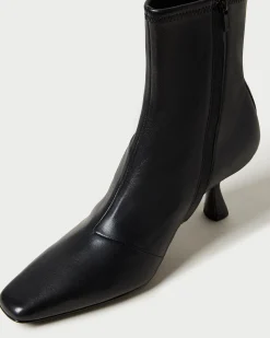 Thandy Black Curved Heel Bootie Boots