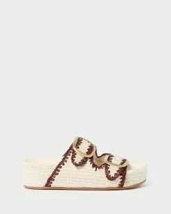 Clearance Theo Cream Raffia Footbed Sandal Flat Sandals