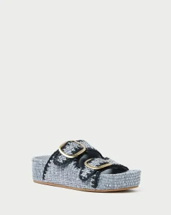 Clearance Theo Cream Raffia Footbed Sandal Flat Sandals