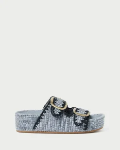 Clearance Theo Cream Raffia Footbed Sandal Flat Sandals