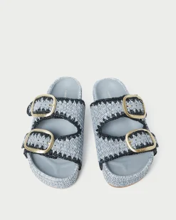 Clearance Theo Cream Raffia Footbed Sandal Flat Sandals
