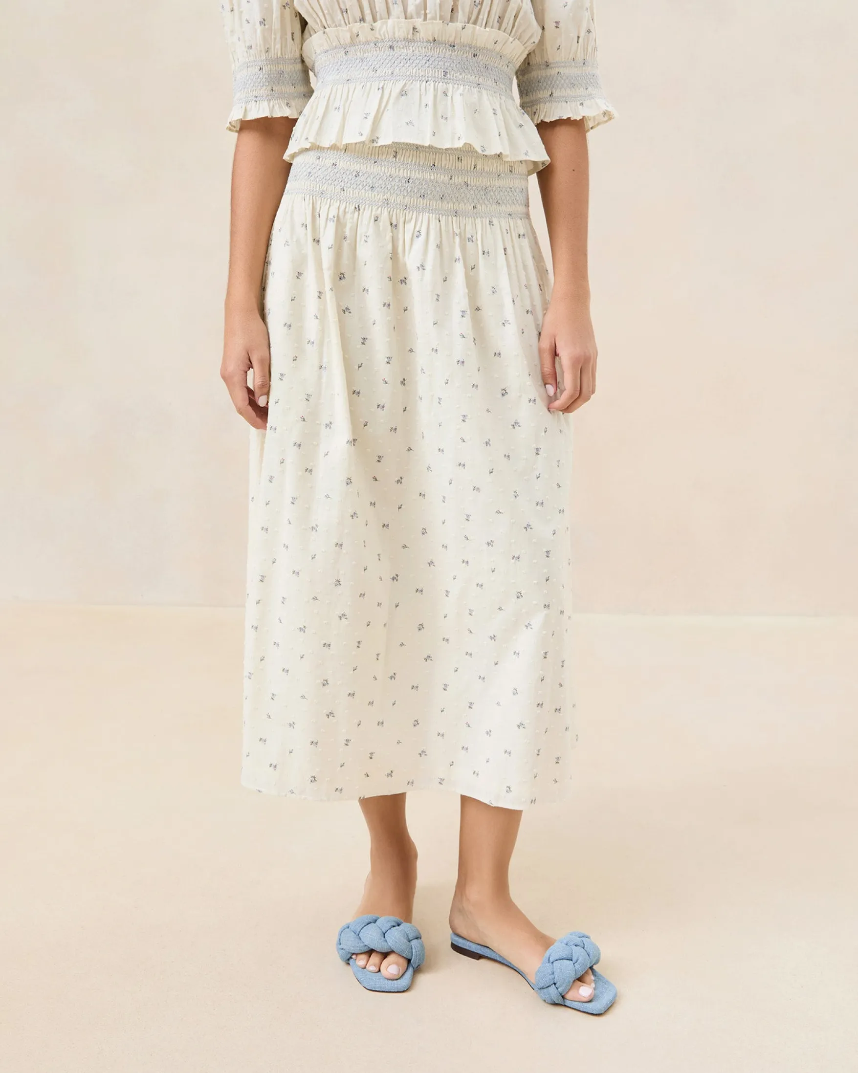 Best Theodora Cream Floral Cinched Skirt Matching Sets|Bottoms