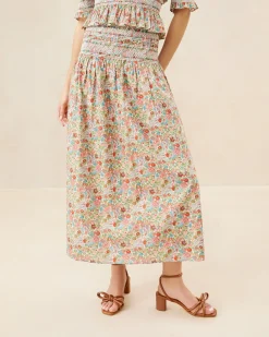 Online Theodora Red Floral Cinched Skirt FOR THE GUESTS|Casual Staples