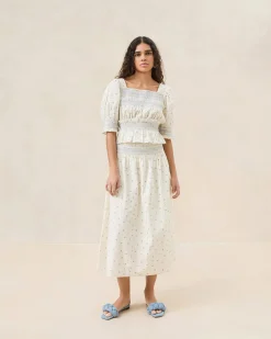 Online Theodora Red Floral Cinched Skirt FOR THE GUESTS|Casual Staples