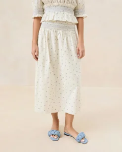 Online Theodora Red Floral Cinched Skirt FOR THE GUESTS|Casual Staples